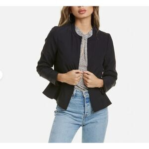 Rebecca Taylor Ava Peplum Jacket Zipper Front Scuba Black Size 14‎